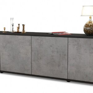 Lowboard Antonia | Korpus Anthrazit | Front in Beton Optik | 180x49x35cm (BxHxT)