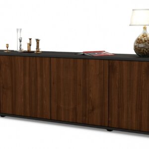 Lowboard Antonia | Korpus Anthrazit | Front in Walnuss Holz Optik | 180x49x35cm (BxHxT)