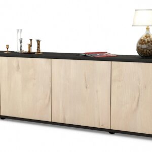 Lowboard Antonia | Korpus Anthrazit | Front in Zeder Holz Optik | 180x49x35cm (BxHxT)