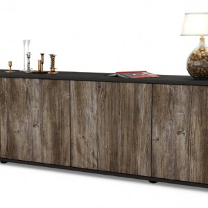 Lowboard Antonia | Korpus Anthrazit | Front in Treibholz Holz Optik | 180x49x35cm (BxHxT)