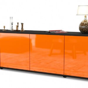 Lowboard Antonia | Korpus Anthrazit | Front in Hochglanz Orange | 180x49x35cm (BxHxT)