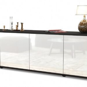 Lowboard Antonia | Korpus Anthrazit | Front in Hochglanz Weiß | 180x49x35cm (BxHxT)