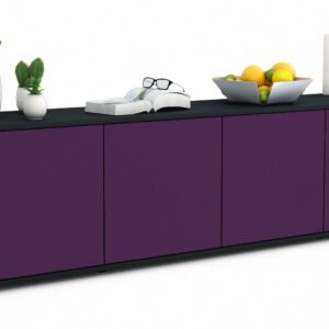 Lowboard Antonia | Korpus Anthrazit | Front in Lila | 180x49x35cm (BxHxT)