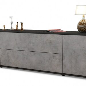 Lowboard Aquilina | Korpus Anthrazit | Front in Beton Optik | 180x49x35cm (BxHxT)