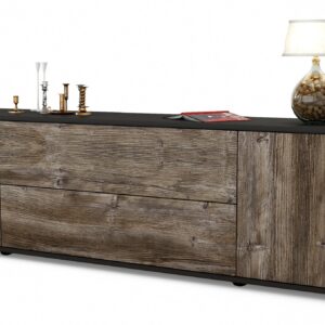 Lowboard Aquilina | Korpus Anthrazit | Front in Treibholz Holz Optik | 180x49x35cm (BxHxT)