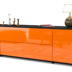 Lowboard Aquilina | Korpus Anthrazit | Front in Hochglanz Orange | 180x49x35cm (BxHxT)