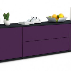 Lowboard Aquilina | Korpus Anthrazit | Front in Lila | 180x49x35cm (BxHxT)
