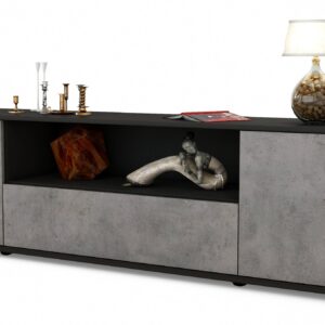 Lowboard Arbnora | Korpus Anthrazit | Front in Beton Optik | 180x49x35cm (BxHxT)