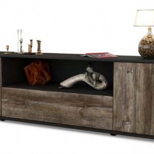 Lowboard Arbnora | Korpus Anthrazit | Front in Treibholz Holz Optik | 180x49x35cm (BxHxT)