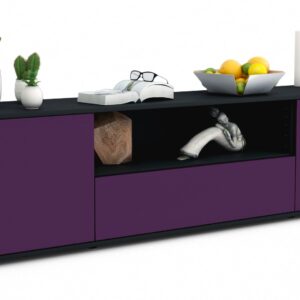 Lowboard Arbnora | Korpus Anthrazit | Front in Lila | 180x49x35cm (BxHxT)