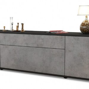 Lowboard Aria | Korpus Anthrazit | Front in Beton Optik | 180x49x35cm (BxHxT)