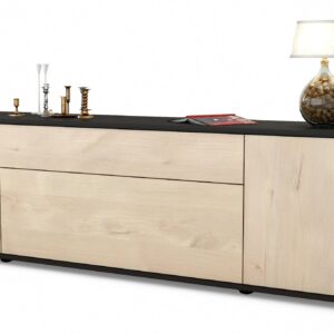 Lowboard Aria | Korpus Anthrazit | Front in Zeder Holz Optik | 180x49x35cm (BxHxT)
