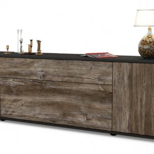 Lowboard Aria | Korpus Anthrazit | Front in Treibholz Holz Optik | 180x49x35cm (BxHxT)