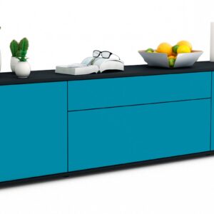 Lowboard Aria | Korpus Anthrazit | Front in Türkis | 180x49x35cm (BxHxT)