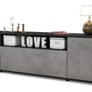 Lowboard Ariana | Korpus Anthrazit | Front in Beton Optik | 180x49x35cm (BxHxT)