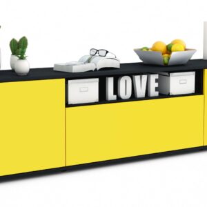 Lowboard Ariana | Korpus Anthrazit | Front in Gelb | 180x49x35cm (BxHxT)