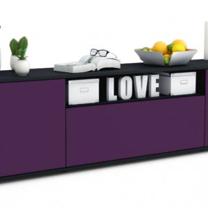 Lowboard Ariana | Korpus Anthrazit | Front in Lila | 180x49x35cm (BxHxT)
