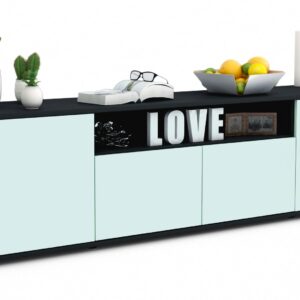 Lowboard Arianna | Korpus Anthrazit | Front in Mint | 180x49x35cm (BxHxT)