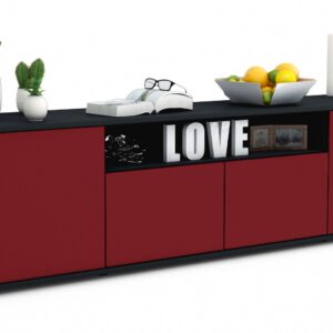 Lowboard Arianna | Korpus Anthrazit | Front in Bordeaux | 180x49x35cm (BxHxT)