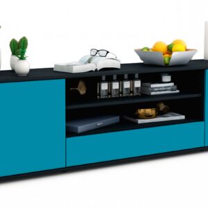 Lowboard Armida | Korpus Anthrazit | Front in Türkis | 180x49x35cm (BxHxT)
