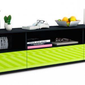 Lowboard Aurelia | Korpus Anthrazit | Front in Hochglanz Grün | 180x49x35cm (BxHxT)