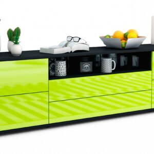 Lowboard Aurora | Korpus Anthrazit | Front in Hochglanz Grün | 180x49x35cm (BxHxT)