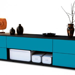 Lowboard Babetta | Korpus Anthrazit | Front in Türkis | 180x49x35cm (BxHxT)