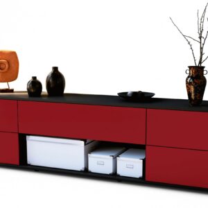 Lowboard Babetta | Korpus Anthrazit | Front in Bordeaux | 180x49x35cm (BxHxT)