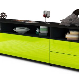 Lowboard Bella | Korpus Anthrazit | Front in Hochglanz Grün | 180x49x35cm (BxHxT)