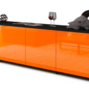 Lowboard Benedetta | Korpus Anthrazit | Front in Hochglanz Orange | 180x49x35cm (BxHxT)
