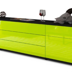 Lowboard Benita | Korpus Anthrazit | Front in Hochglanz Grün | 180x49x35cm (BxHxT)
