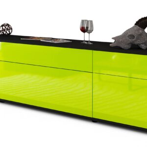 Lowboard Beppa | Korpus Anthrazit | Front in Hochglanz Grün | 180x49x35cm (BxHxT)