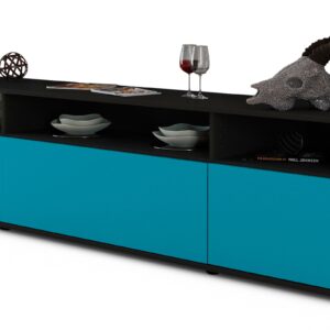 Lowboard Bianca | Korpus Anthrazit | Front in Türkis | 180x49x35cm (BxHxT)