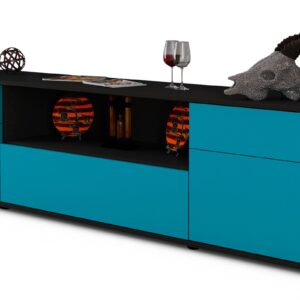 Lowboard Biggi | Korpus Anthrazit | Front in Türkis | 180x49x35cm (BxHxT)