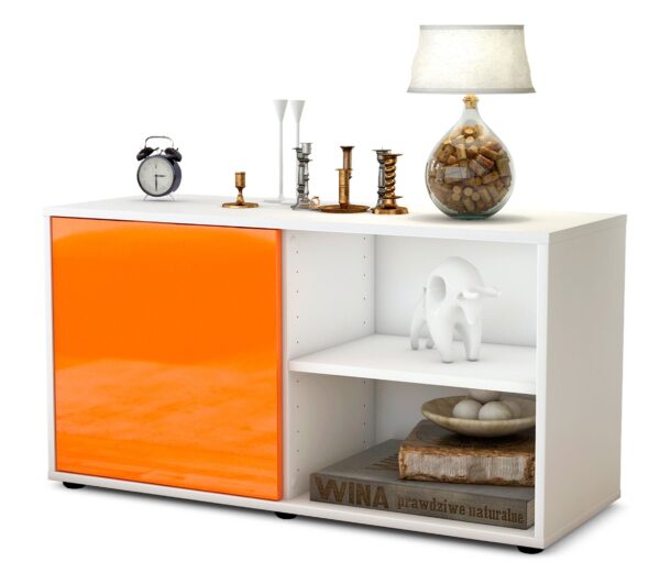 Lowboard Adelia | Korpus Weiß | Front in Hochglanz Orange | 92x49x35cm (BxHxT)