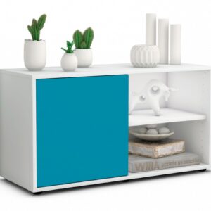 Lowboard Adelia | Korpus Weiß | Front in Türkis | 92x49x35cm (BxHxT)