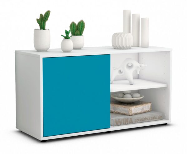 Lowboard Adelia | Korpus Weiß | Front in Türkis | 92x49x35cm (BxHxT)
