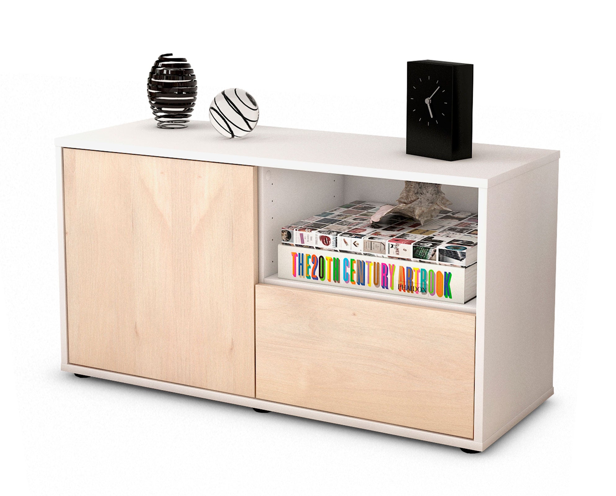 Lowboard Adriana | Korpus Weiß | Front in Zeder Holz Optik | 92x49x35cm (BxHxT) 1 Lowboard Adriana | Korpus Weiß | Front in Zeder Holz Optik | 92x49x35cm (BxHxT)