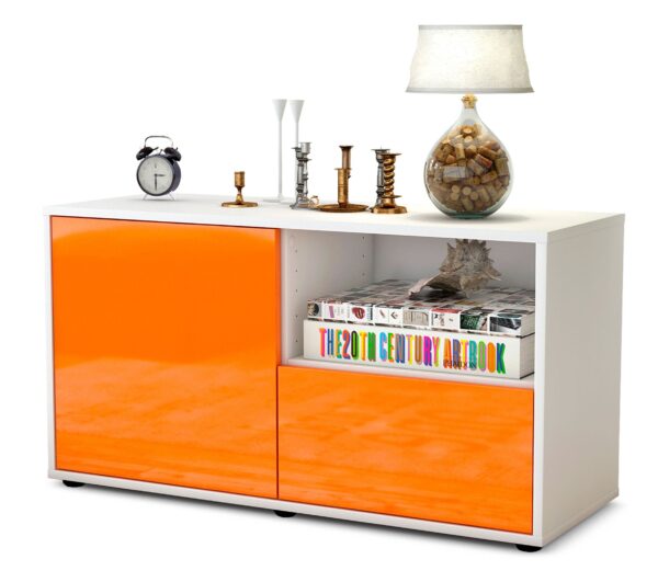 Lowboard Adriana | Korpus Weiß | Front in Hochglanz Orange | 92x49x35cm (BxHxT)