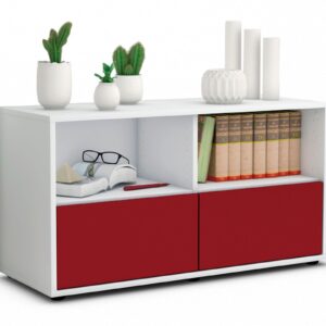 Lowboard Aeon | Korpus Weiß | Front in Bordeaux | 92x49x35cm (BxHxT)