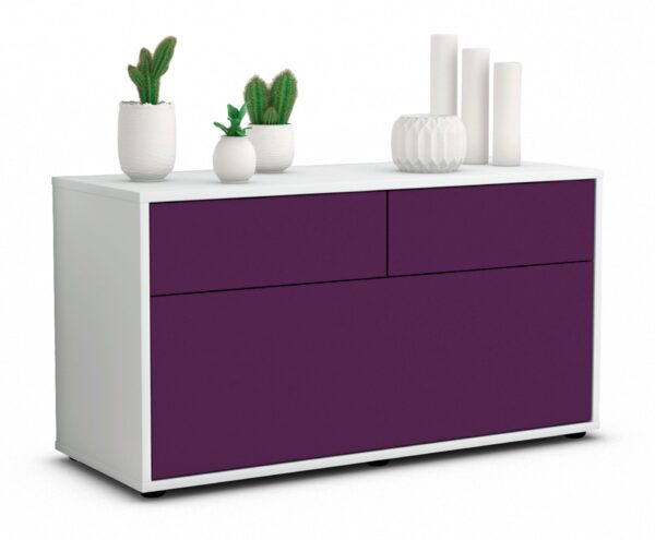 Lowboard Agnese | Korpus Weiß | Front in Lila | 92x49x35cm (BxHxT)