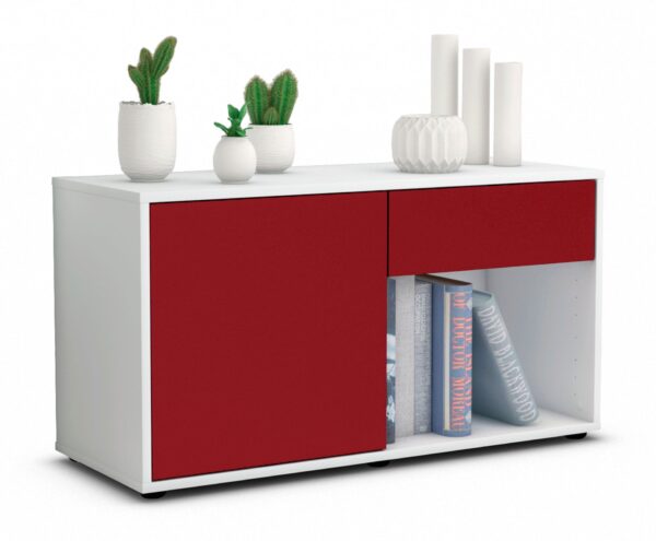 Lowboard Alberina | Korpus Weiß | Front in Bordeaux | 92x49x35cm (BxHxT)