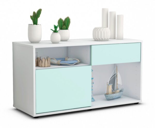Lowboard Alecia | Korpus Weiß | Front in Mint | 92x49x35cm (BxHxT)