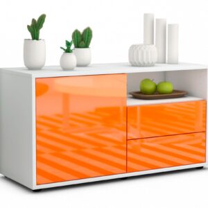 Lowboard Alessia | Korpus Weiß | Front in Hochglanz Orange | 92x49x35cm (BxHxT)