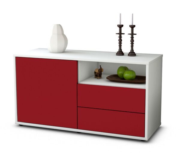 Lowboard Alessia | Korpus Weiß | Front in Bordeaux | 92x49x35cm (BxHxT)