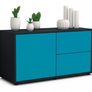 Lowboard Adria | Korpus Anthrazit | Front in Türkis | 92x49x35cm (BxHxT)