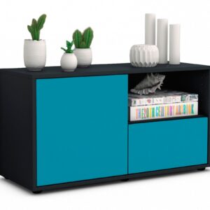 Lowboard Adriana | Korpus Anthrazit | Front in Türkis | 92x49x35cm (BxHxT)