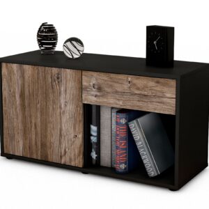 Lowboard Alberina | Korpus Anthrazit | Front in Treibholz Holz Optik | 92x49x35cm (BxHxT)