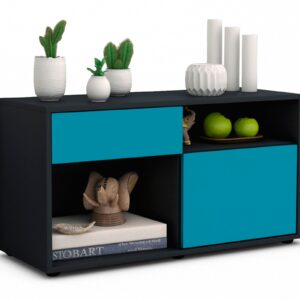 Lowboard Albina | Korpus Anthrazit | Front in Türkis | 92x49x35cm (BxHxT)