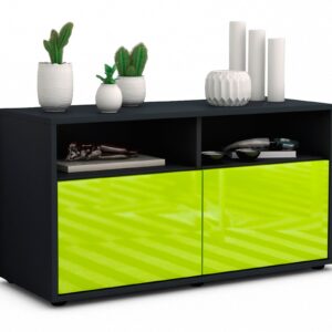 Lowboard Alegra | Korpus Anthrazit | Front in Hochglanz Grün | 92x49x35cm (BxHxT)